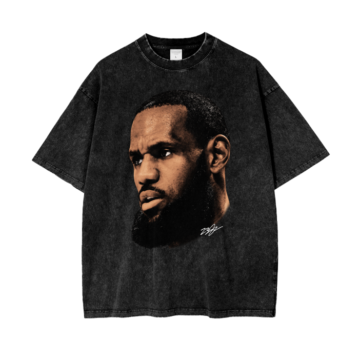 LeBron James Big Face Tee, Front Shirt, Black Tee, Acid Wash Tee, Vintage Tee, Oversize Tee