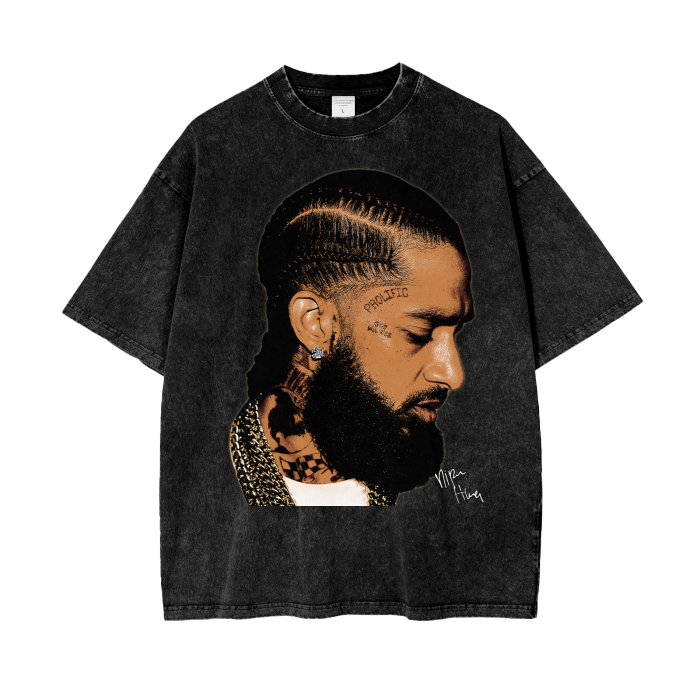 Nipsey Hussle Big Face Tee, Front Shirt, Black Tee, Acid Wash Tee, Vintage Tee, Oversize Tee