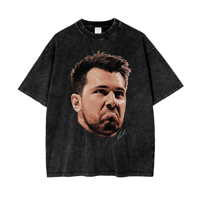 Luka Doncic Big Face Tee, Front Shirt, Black Tee, Acid Wash Tee, Vintage Tee, Oversize Tee