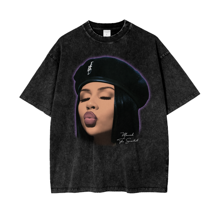 Mariah The Scientist Big Face Tee, Front Shirt, Black Tee, Acid Wash Tee, Vintage Tee, Oversize Tee