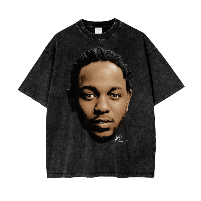 Kendrick Lamar Big Face Tee, Front Shirt, Black Tee, Acid Wash Tee, Vintage Tee, Oversize Tee