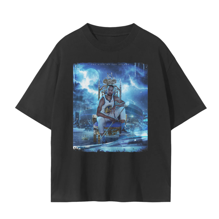 The King Of The Splash Stephen Curry Tee, Front Shirt, Black Tee, Drop Shoulder Seamless Tee
