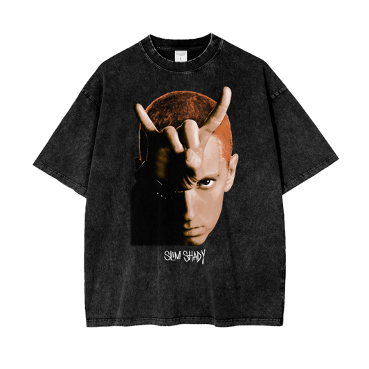 Eminem Big Face Tee, Front Shirt,  Black Tee, Acid Wash Tee, Vintage Tee, Oversize Tee