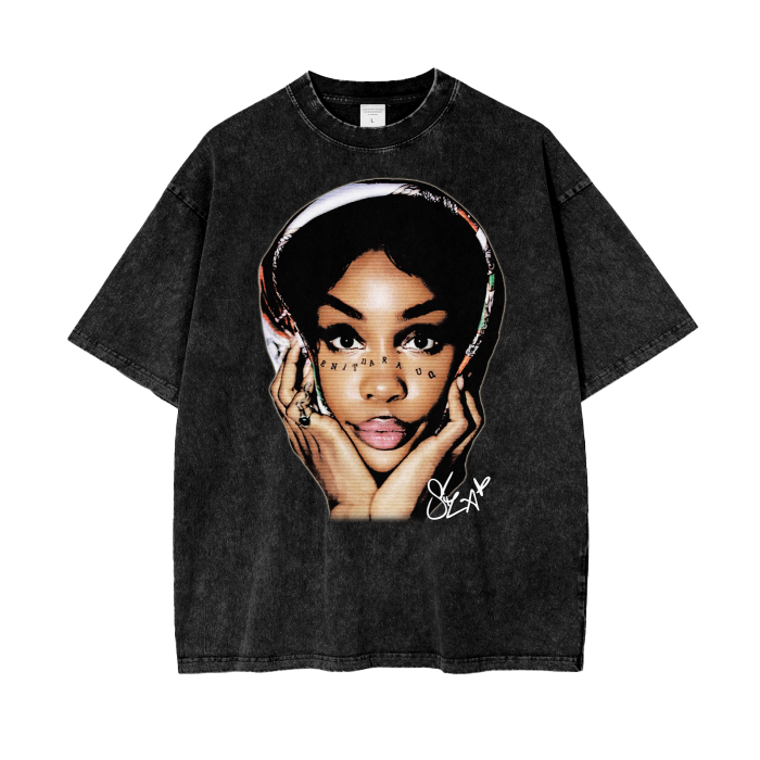 SZA Big Face Tee, Front Shirt,  Black Tee, Acid Wash Tee, Vintage Tee, Oversize Tee